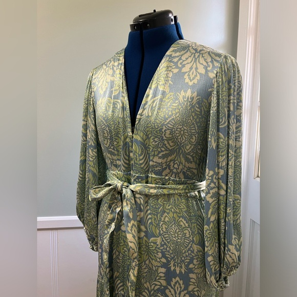 Alexis Blue Cream and Green Viscose Dress Maxi Women’s Size Medium - Picture 5 of 11